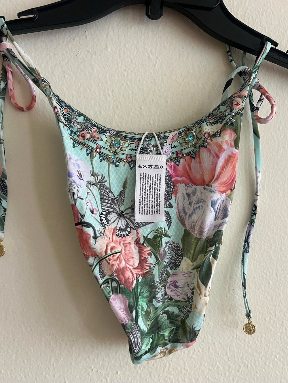 New Camilla Per Roman Side Tie Skimpy Bikini Pant Size Small Crystal - Picture 2 of 13